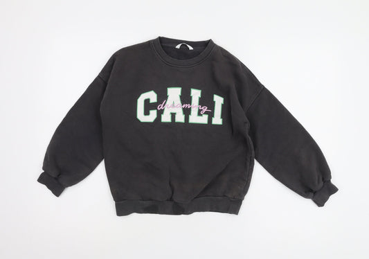 Marks and Spencer Girls Black Pullover Sweatshirt 9-10Y
