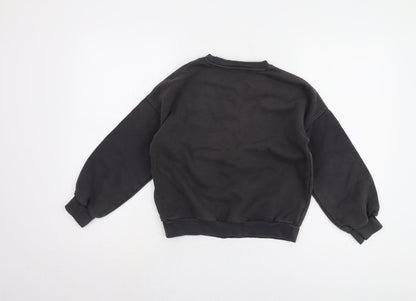 Back view of Marks & Spencer girls’ black pullover sweatshirt 9-10y