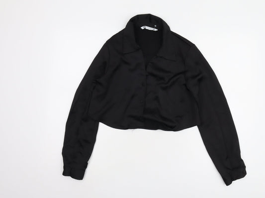 Zara Women's Black Cropped Button-Up Shirt XS
