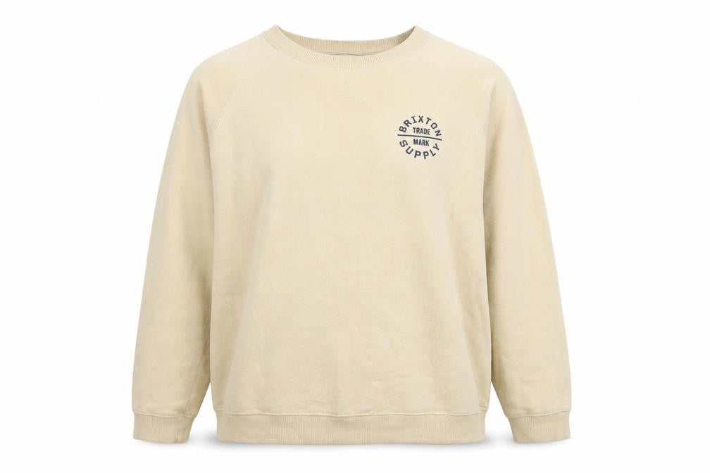 Brixton Beige Logo Pullover Sweatshirt, Unisex L