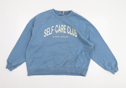 H&M Women's Blue Pullover Sweatshirt Size 12