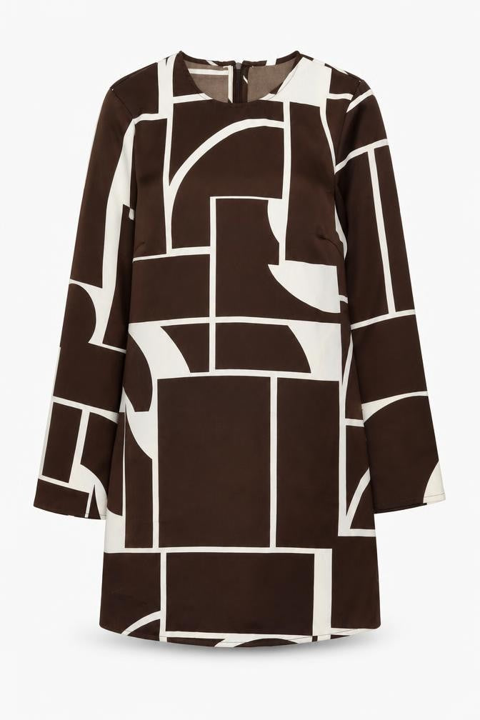 MNG Women's Brown Geometric Dress Size 8