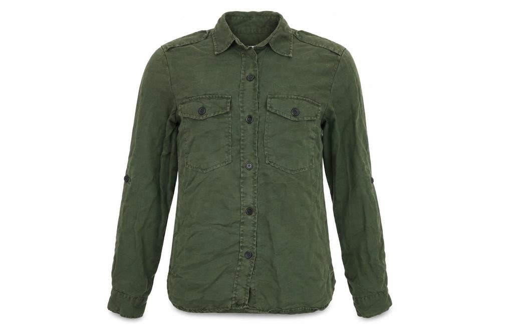 Zara Women's Green Button-Up Shirt, Size 2XS
