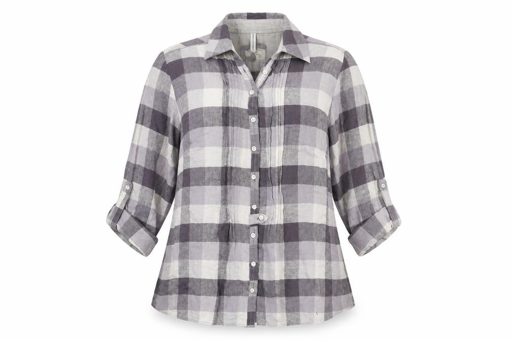Marks & Spencer Women's Grey Plaid Button-Up Shirt UK 14