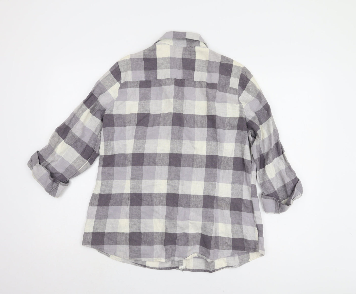 Marks and Spencer Women's Grey Plaid Button-Up Shirt UK 14