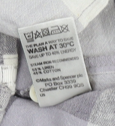 Marks and Spencer Women's Grey Plaid Button-Up Shirt UK 14