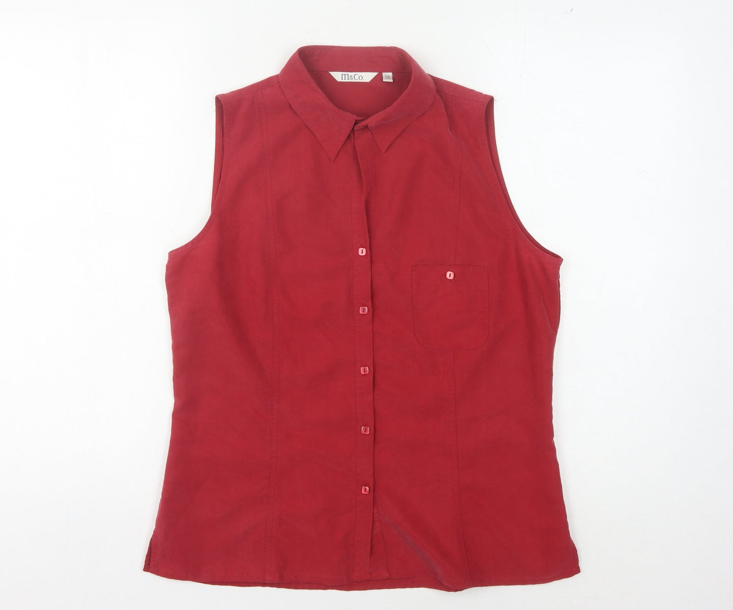 Mackays Women's Red Sleeveless Button-Up Top Size 12
