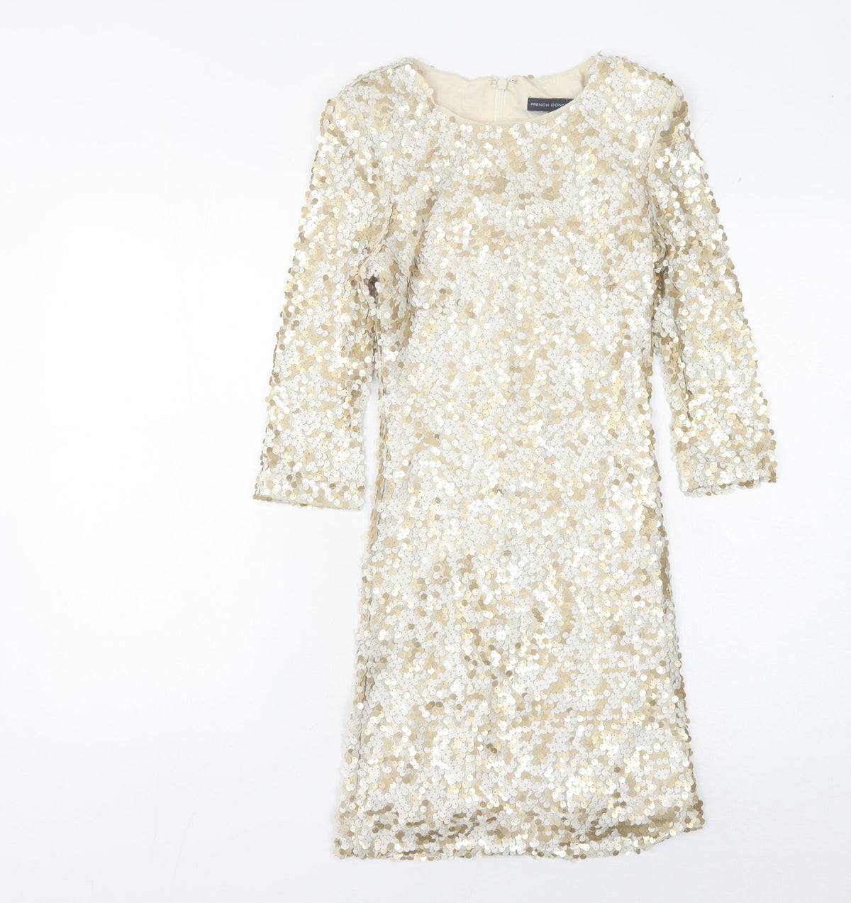French Connection Women's Gold Sequin Dress Size 6