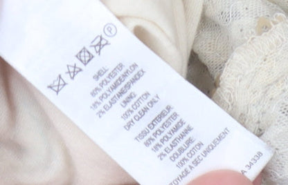 Brand and care label for French Connection Women's Gold Sequin Dress, size 6