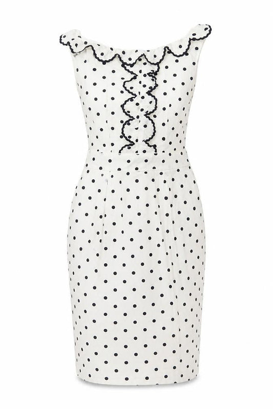 Boden Women's White Polka Dot Dress, Size 6, Sleeveless