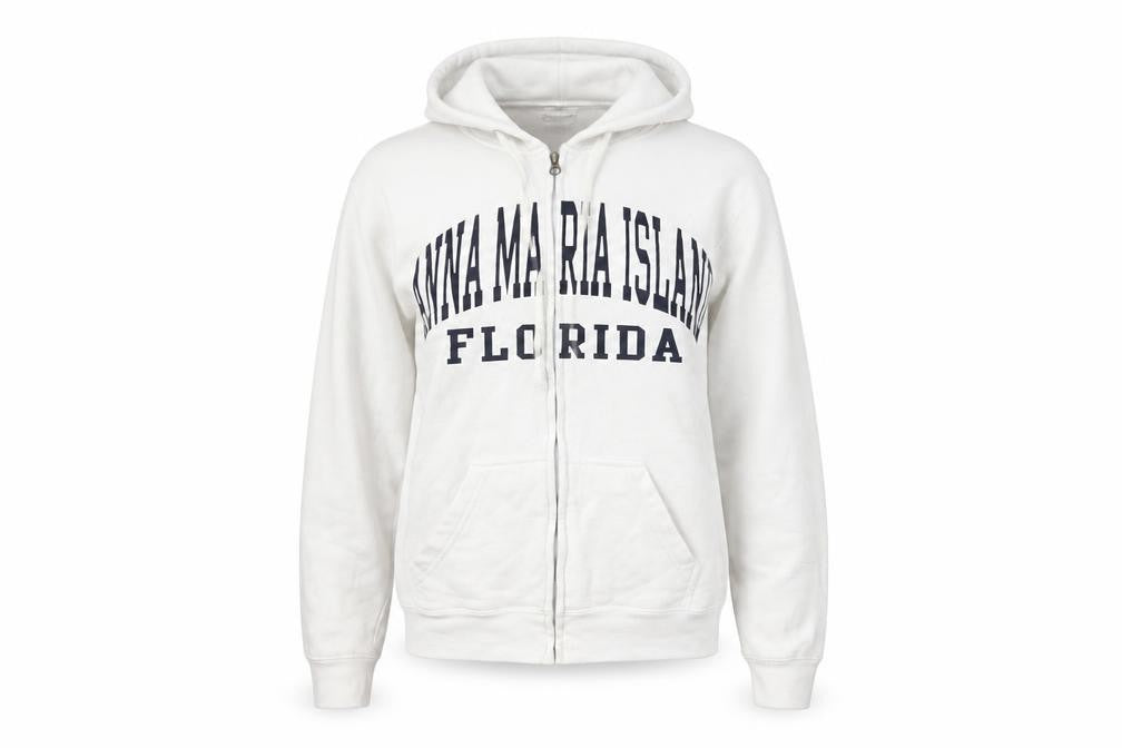 Pacific & Co Unisex White Full Zip Hoodie Small