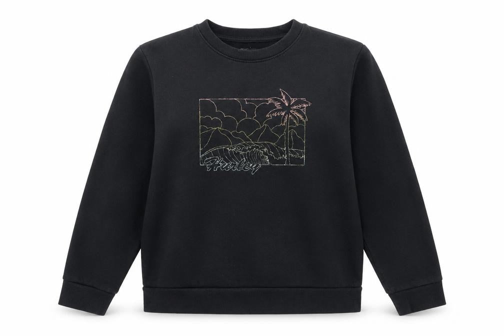 Hurley Black Unisex Graphic Pullover Sweatshirt L