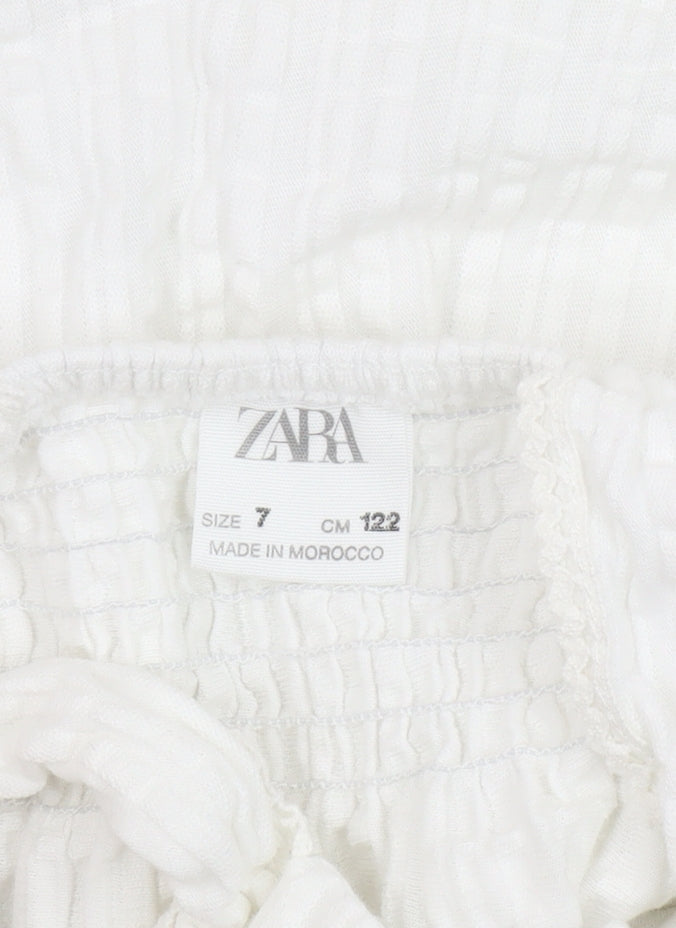 Zara Girls White Cotton Sleeveless Dress Size 7 Years