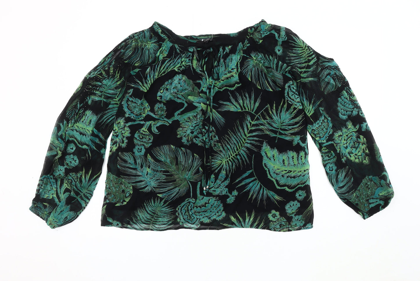 Next Women's Black Floral Tunic Blouse Size 10