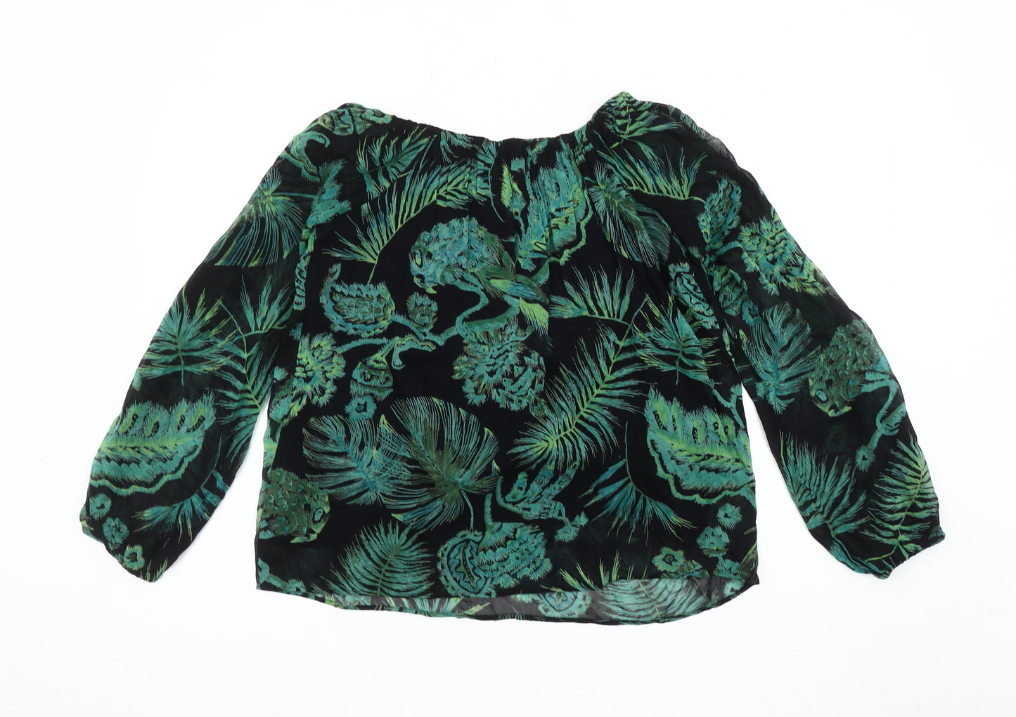 Next Women's Black Floral Tunic Blouse Size 10