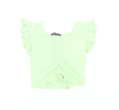 Additional front view of Missguided Women's Green Cropped T-Shirt, size 10