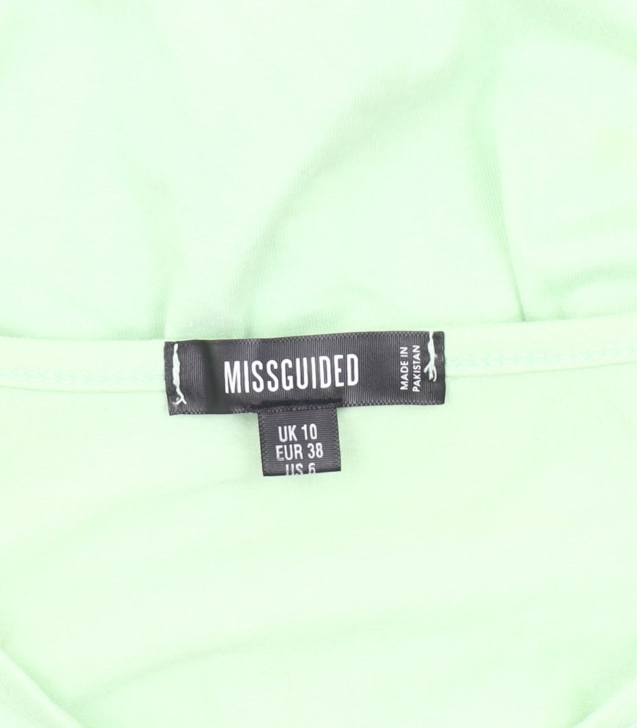 Missguided Women's Green Cropped T-Shirt Size 10