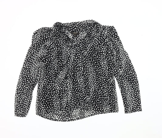Lipsy Women's Black Animal Print Blouse UK 10