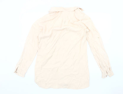 Zara Women's Beige Studded Blouse, Size 12, Long Sleeve