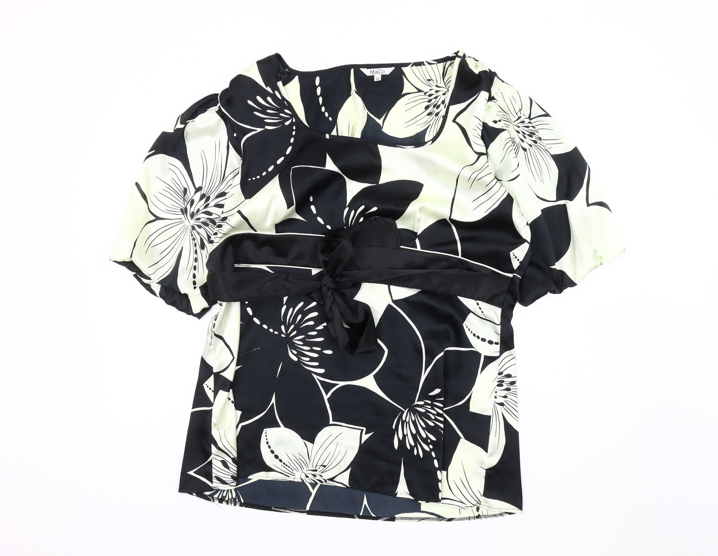 M&Co Women's Black Floral Blouse Size 20