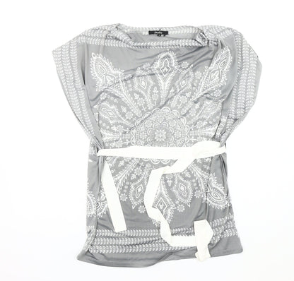Stella Women's Grey Paisley Blouse Tunic S