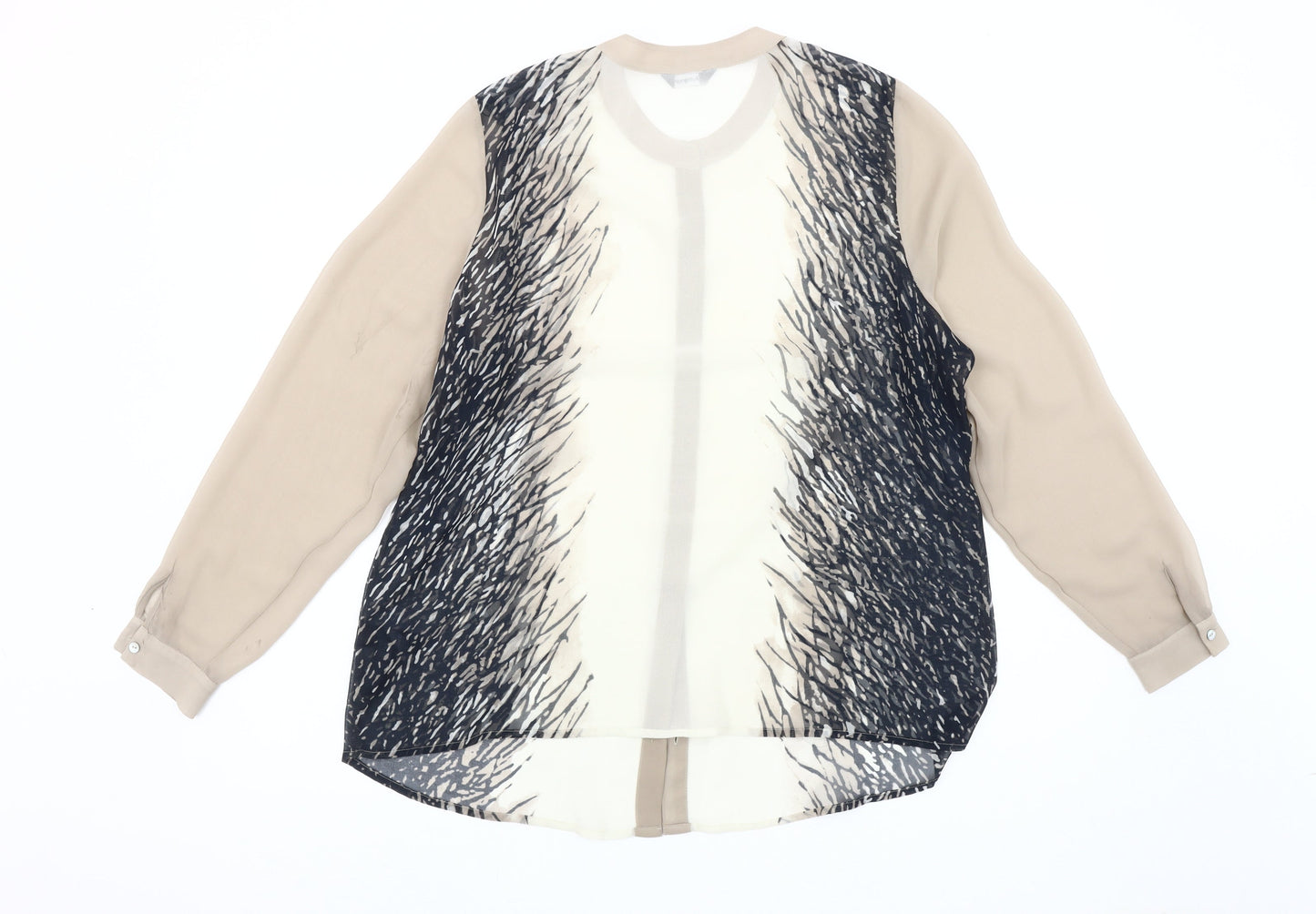 Marks and Spencer Women's Beige Blouse - Size 16, Stylish Accents