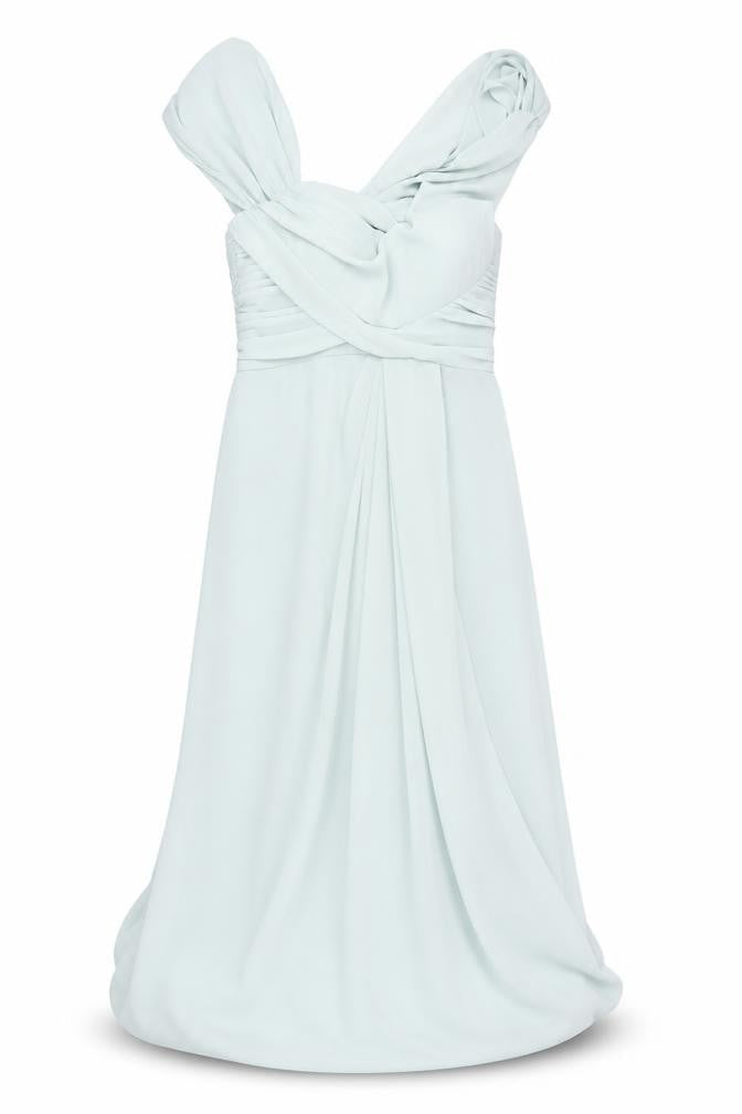 Jarlo Green Women's Long Dress, Ruffle Accents