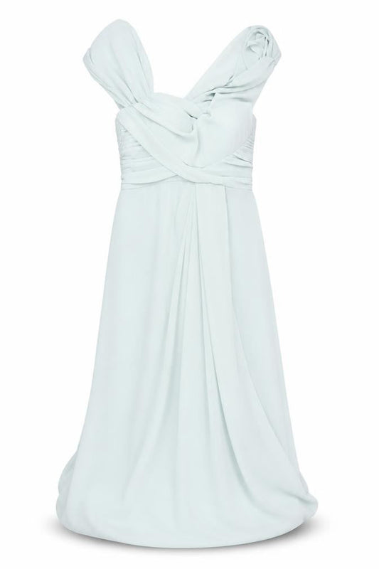 Jarlo Green Women's Long Dress, Ruffle Accents