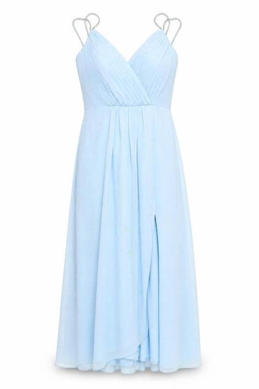 David's Bridal Women's Blue Long Chiffon Wedding Dress