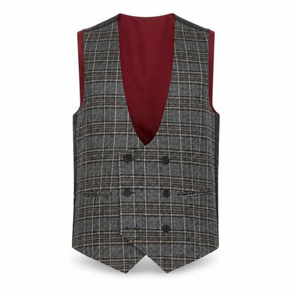 Feraud Men's Check Waistcoat - Black/Grey/Red 38