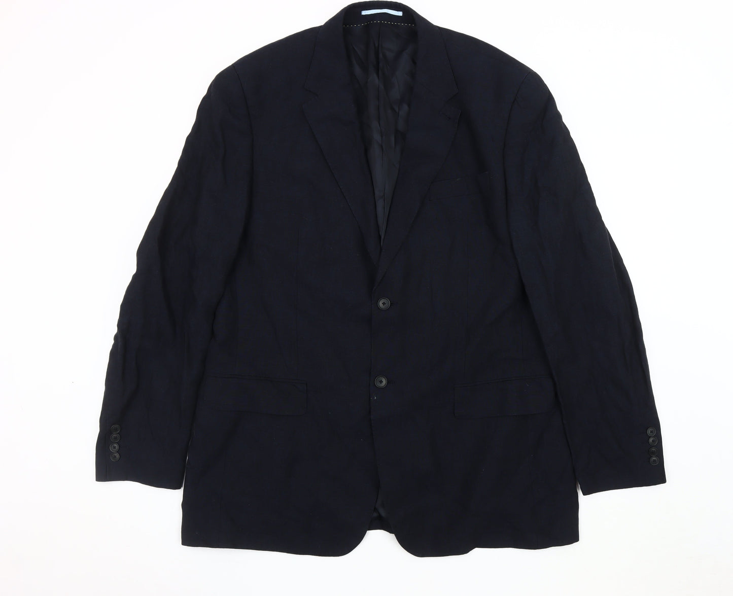 Next Men's Long Black Blazer 44L Regular Wool