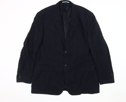 Next Men's Long Black Blazer 44L Regular Wool