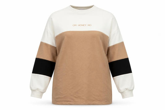 Missguided Women's M Beige Colourblock Pullover Sweatshirt