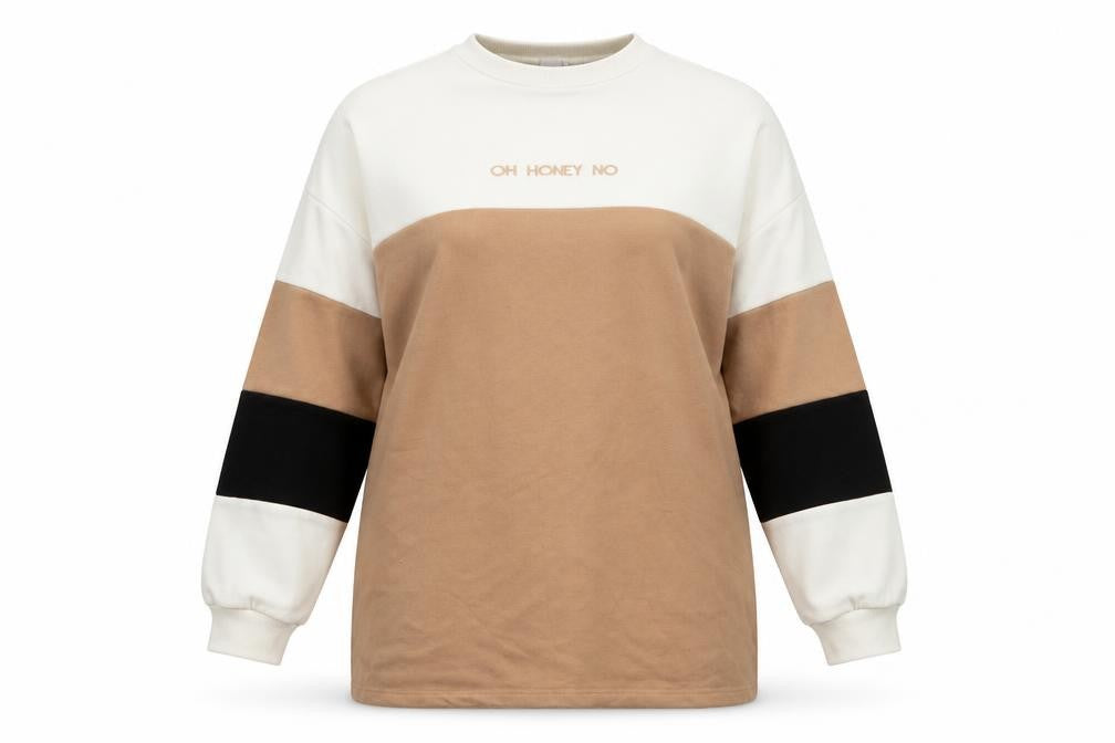 Missguided Women's M Beige Colourblock Pullover Sweatshirt