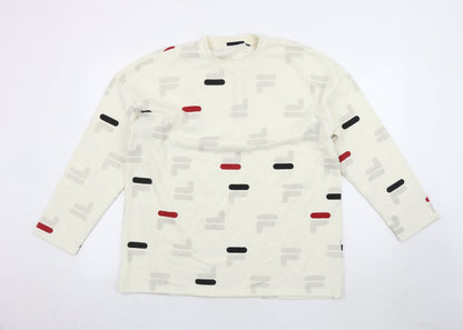 Fila Womens Ivory Logo Sweatshirt, Casual Style Size M,