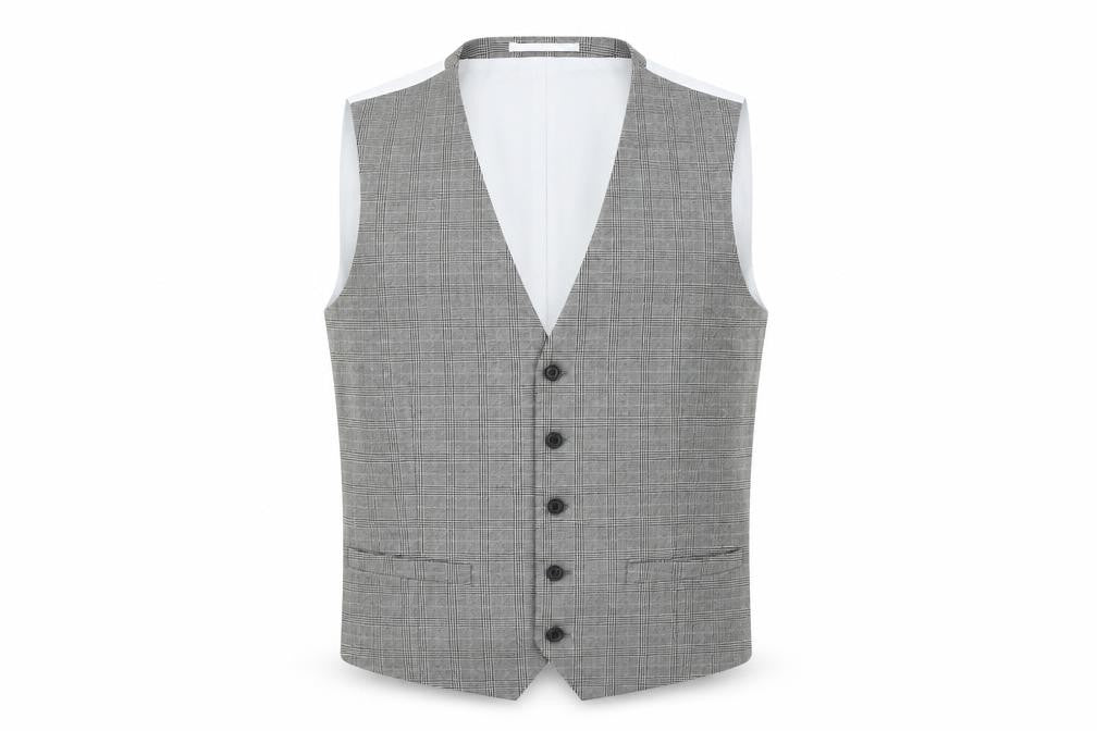 Moss London Men's Grey Check Waistcoat Size 42L Formal