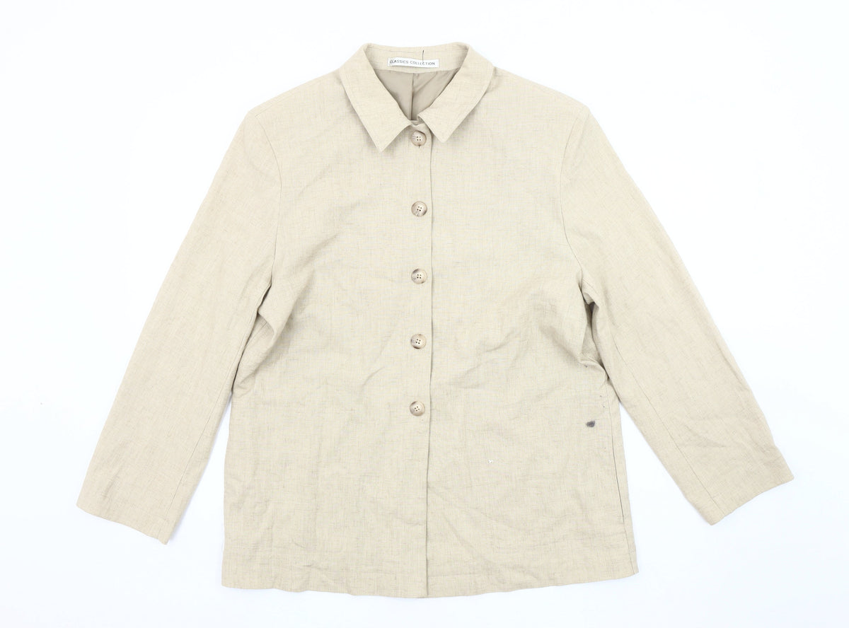 St Bernard Women's Beige Linen Blazer, Size 16, Casual Style