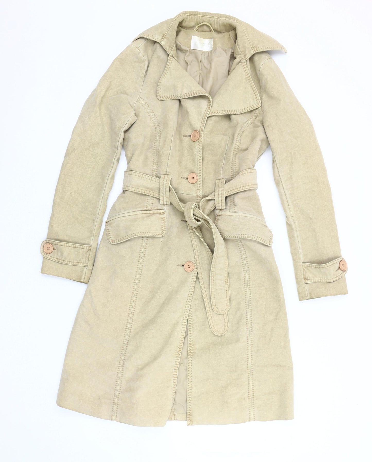 Reserved Women's Beige Trench Coat Size S, Casual, Mid-Length