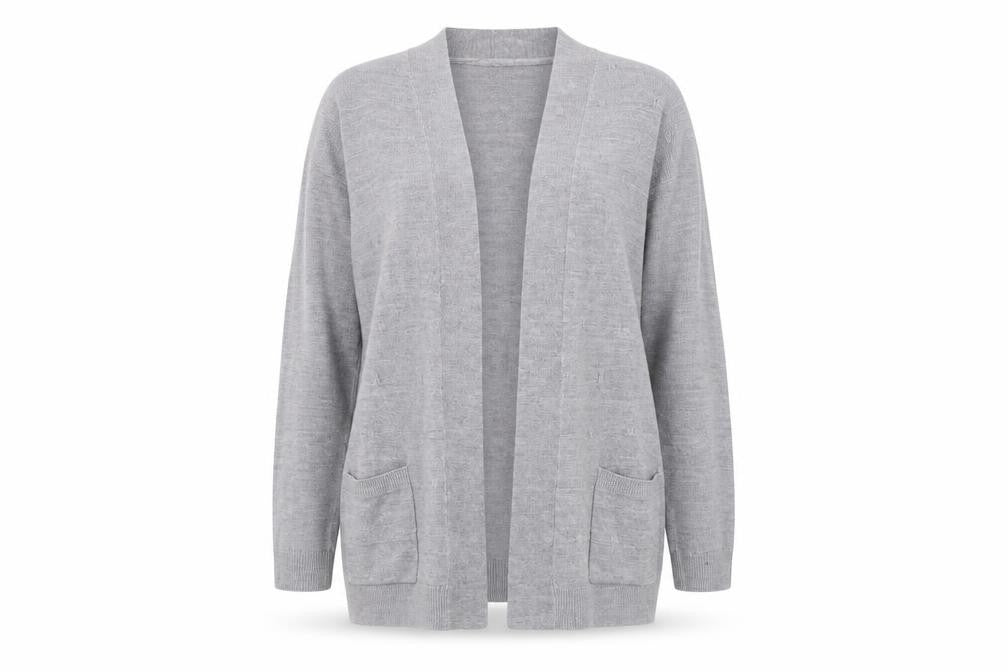 Maine New England Women's Grey Open Front Cardigan Size 18