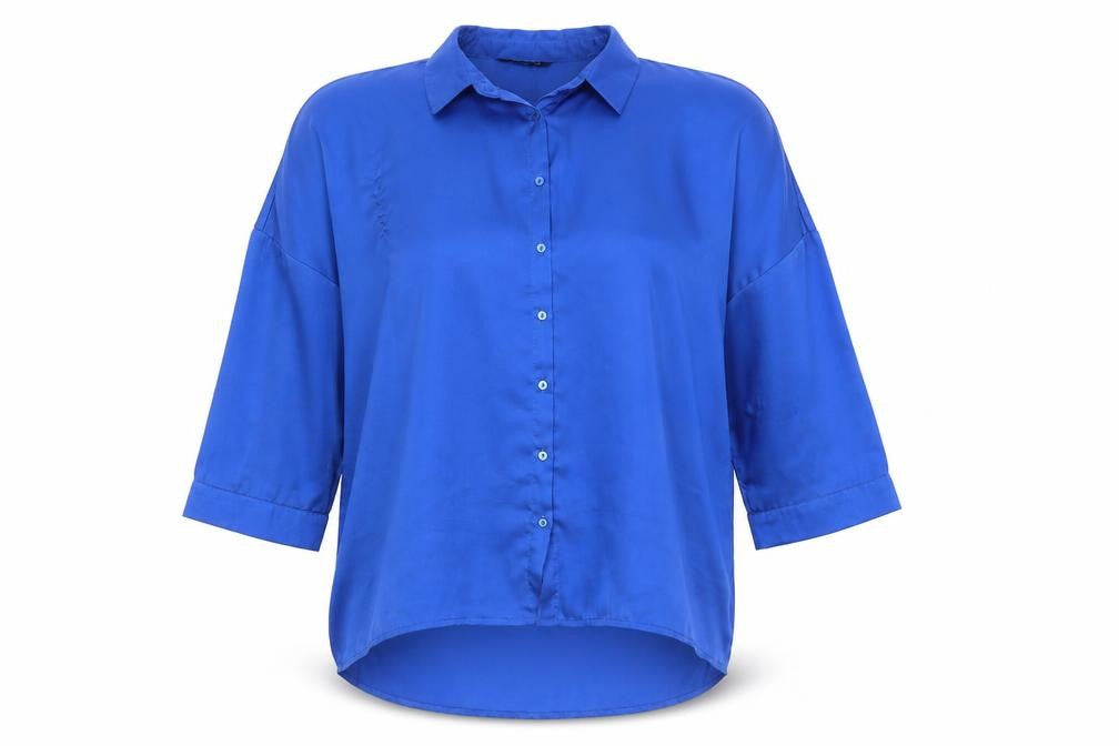 Stradivarius Women's Blue Relaxed Button-Up Shirt S