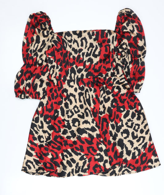 Outrageous Fortune Women's Red Animal Print A-Line Dress