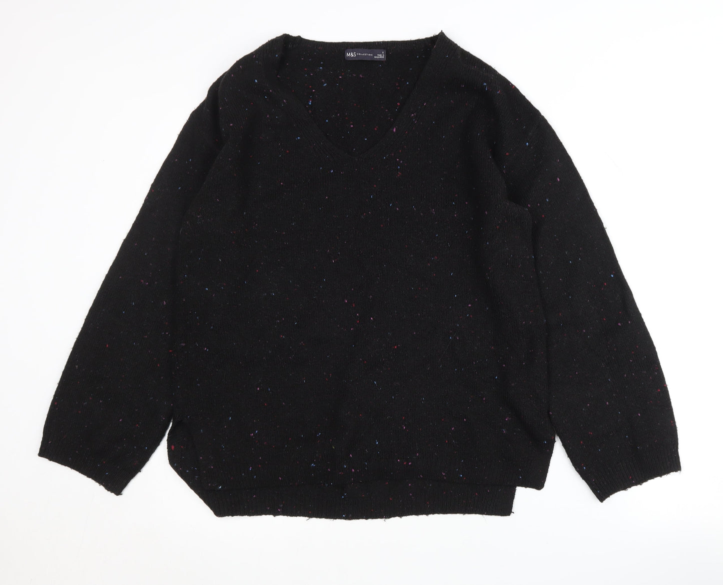 Marks and Spencer Women's Black V-Neck Pullover Jumper, Size S