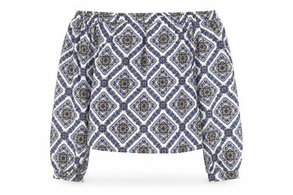 Front view of Asos Women's Multicoloured Geometric Blouse, size 10