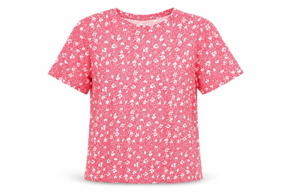 Dunnes Women's Pink Floral Cotton T-Shirt, Small