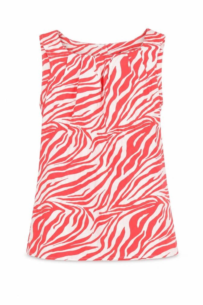 Et Vous Women's Red Zebra Print Sleeveless Blouse Size 8