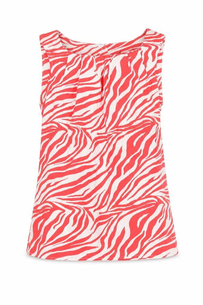 Et Vous Women's Red Zebra Print Sleeveless Blouse Size 8