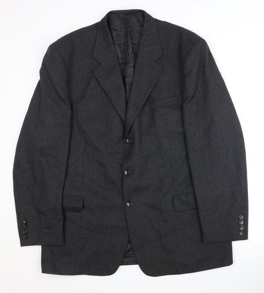 Meurice Men's Grey Wool Blazer 44R Regular Fit