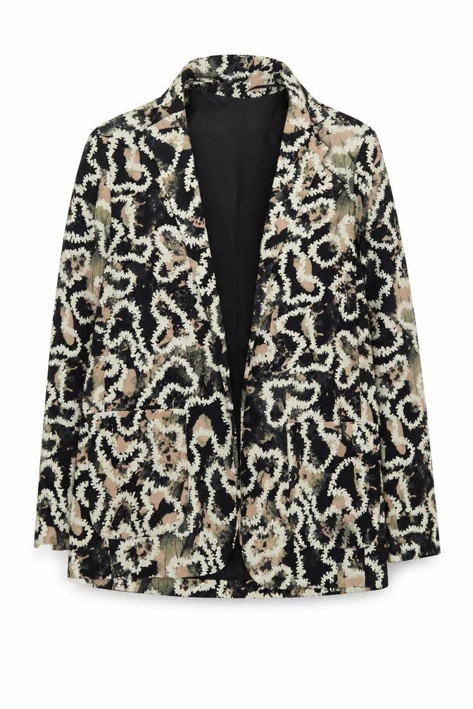 Topshop Women's Black Animal Print Blazer Size 8