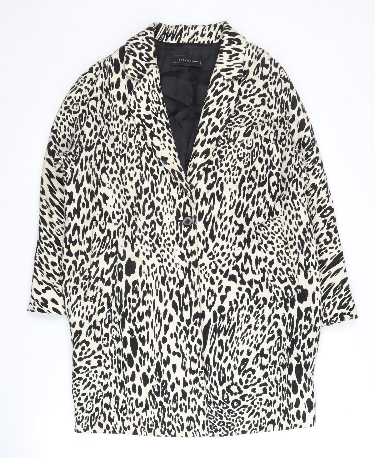 Zara Women's Animal Print Blazer, Size M, Cotton, Casual