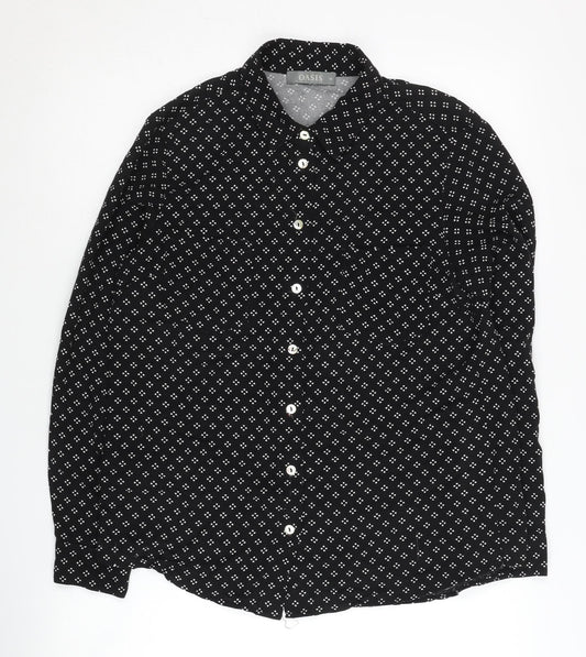 Oasis Women's Black Button-Up Shirt Size 10